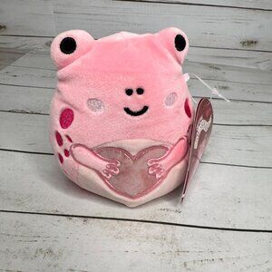 Valentines Squishmallows Lonina‎ Frog 4.5" Pink Metallic Heart Plush NWT